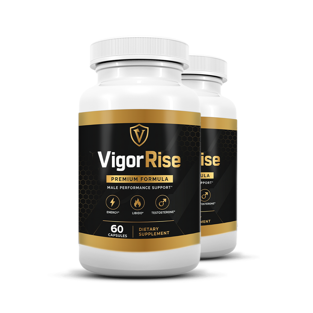 Vigor Rise male performance supplement bottle, 60 capsules
